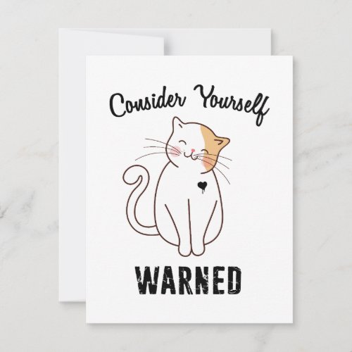 Consider Yourself Warned Evil Cat RSVP Card