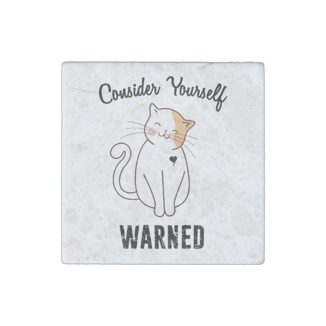 Consider Yourself Warned Evil Cat Stone Magnet (Front)