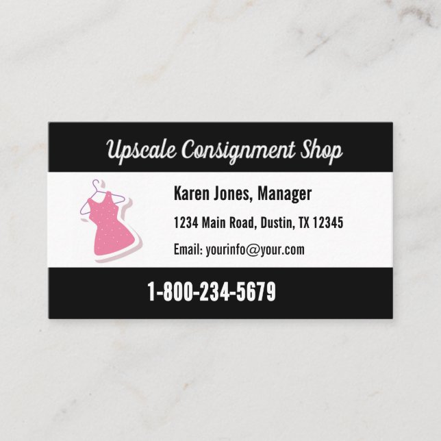 Consignment Shop Business Card with Logo (Front)