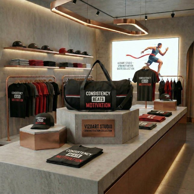 Consistency Beats Motivation Gym Motivational Duff Duffle Bag (Motivation fades. Consistency wins. Show up every day.)