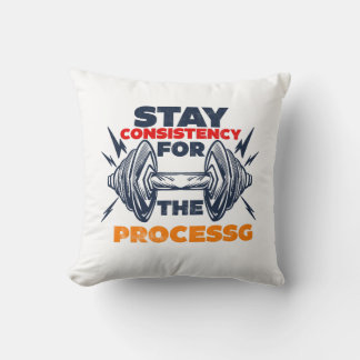 Consistent Exercise Gym Motivation Typography with Throw Pillow