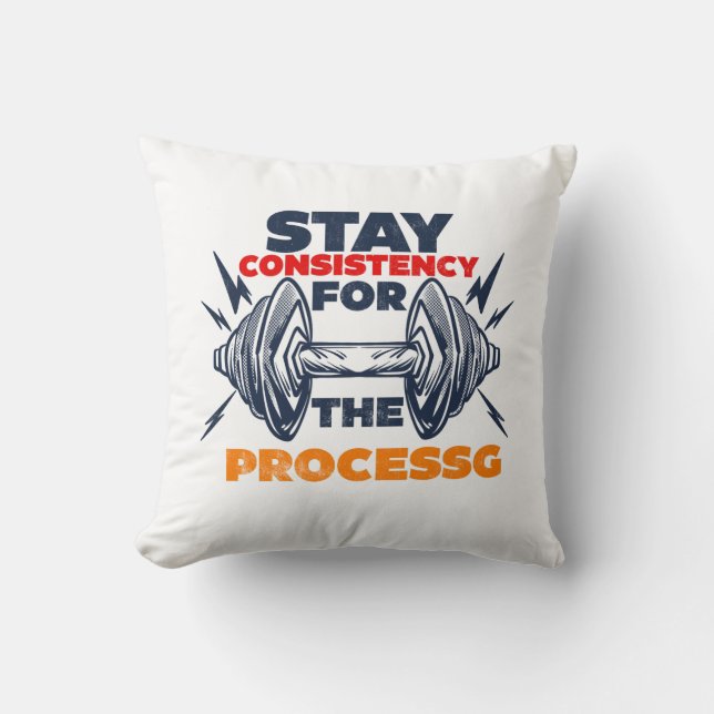Consistent Exercise Gym Motivation Typography with Throw Pillow (Front)