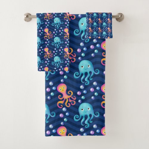 Consortium of Octopuses Bath Towel Set