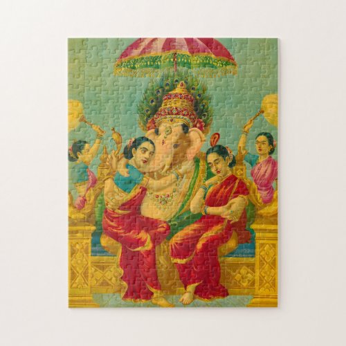 Consorts of Ganesha by Raja Ravi Varma Jigsaw Puzzle