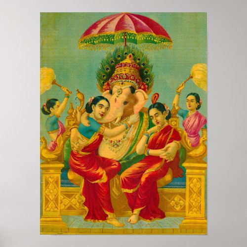 Consorts of Ganesha by Raja Ravi Varma Poster