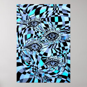 Conspiracy All Seeing Eye in Chessboard Style Poster