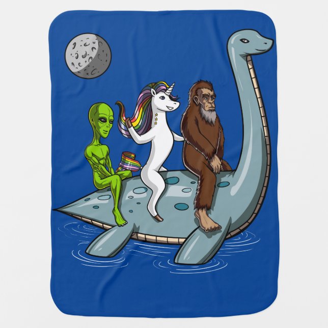 Conspiracy Bigfoot Loch Ness Monster Water Ski Baby Blanket (Front)