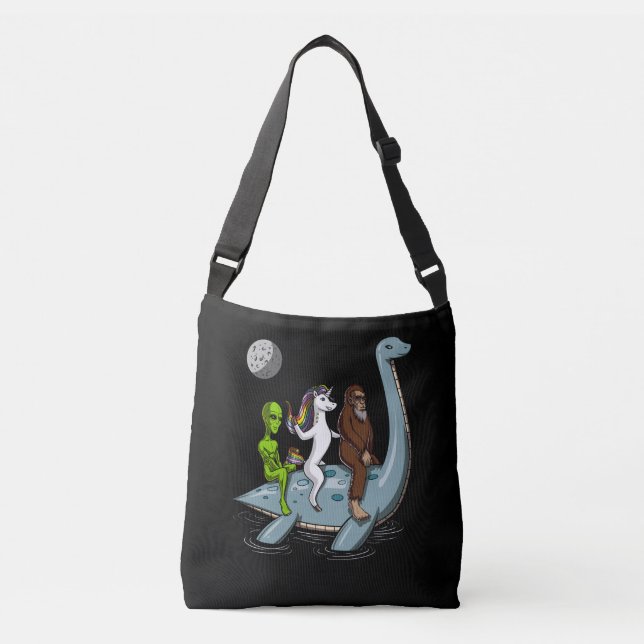 Conspiracy Bigfoot Loch Ness Monster Water Ski Crossbody Bag (Front)