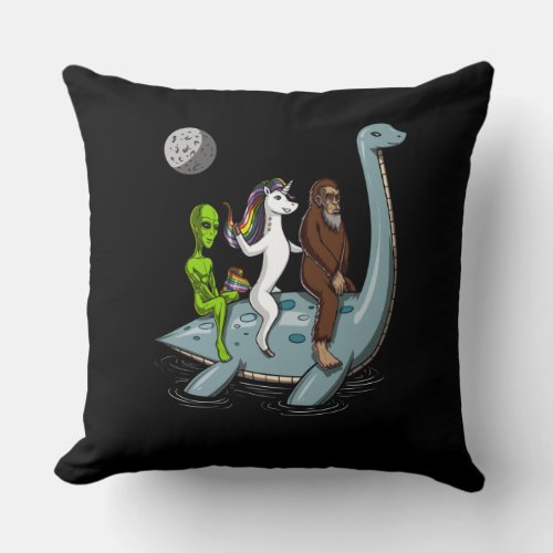 Conspiracy Bigfoot Loch Ness Monster Water Ski Throw Pillow