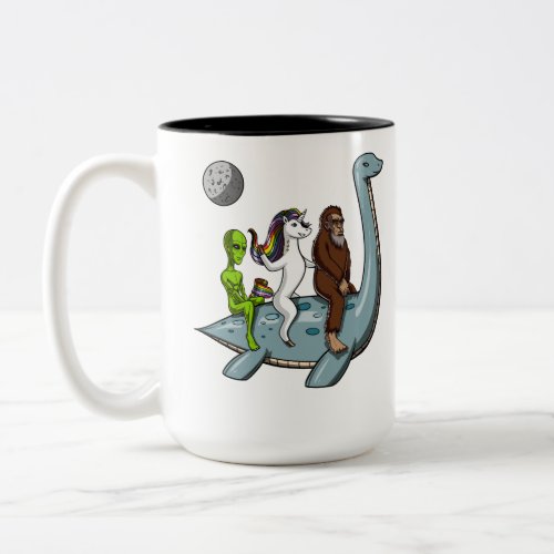 Conspiracy Bigfoot Loch Ness Monster Water Ski Two_Tone Coffee Mug