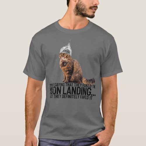 Conspiracy Cat Moon Landing Conspiracy Theory T_Shirt