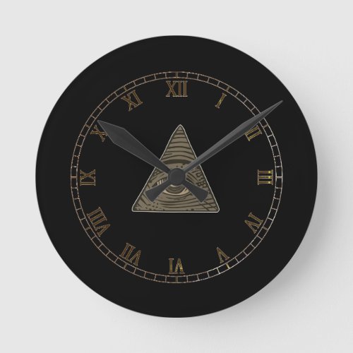 Conspiracy Illuminati Pyramid Eye Round Clock