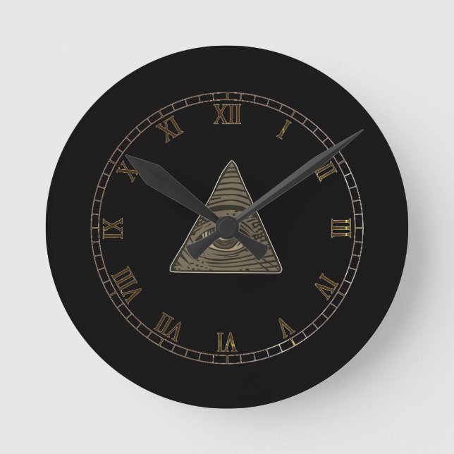Conspiracy Illuminati Pyramid Eye Round Clock (Front)