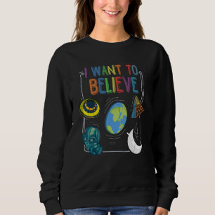 Conspiracy Theories Flat Earth Aliens UFO Moon Lan Sweatshirt