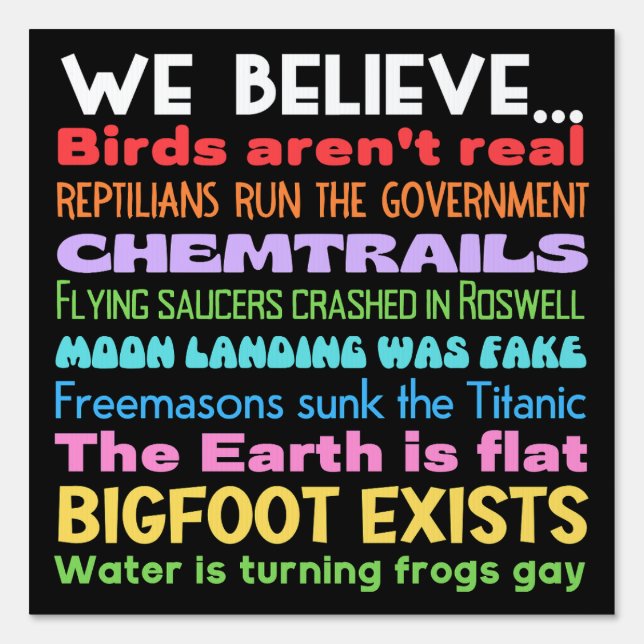 Conspiracy Theories Yard Sign (Front)