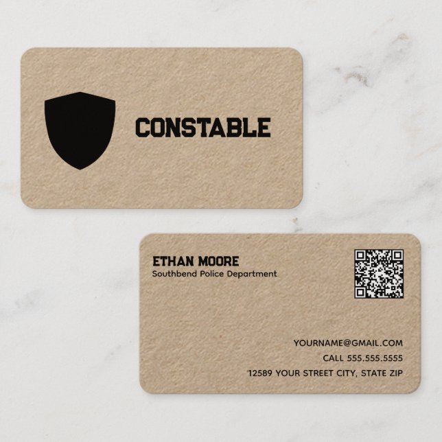 Constable Police QR Link To Chat Business Card (Front/Back)