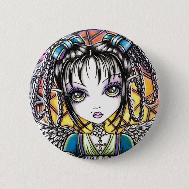 Constance Rainbow Angel Pinback Button (Front)