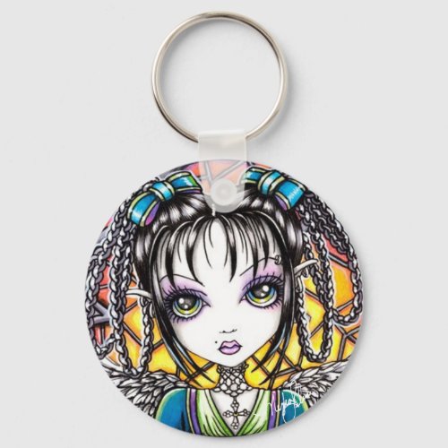 Constance Stained Glass Angel Keychain