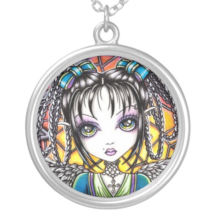 "Constance" Stained Glass Angel Necklace