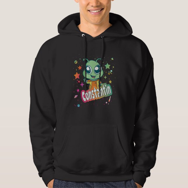 CONSTANTIN - Cute Boy Name with cute Alien Hoodie (Front)