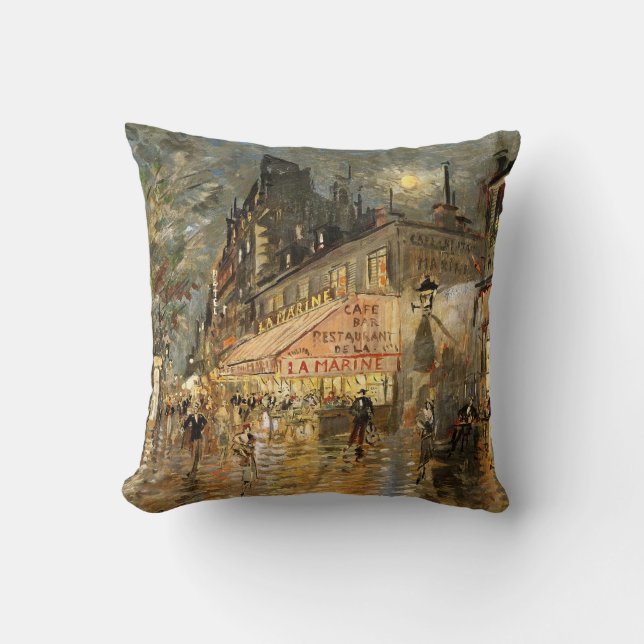 Constantin Korovin: Cafe La Marine, Paris Throw Pillow (Front)