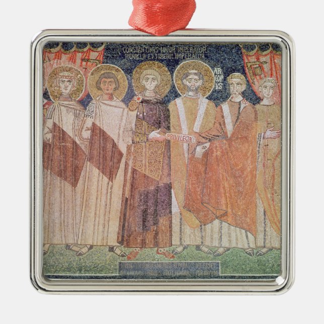 Constantine IV granting Bishop privileges Metal Ornament (Front)