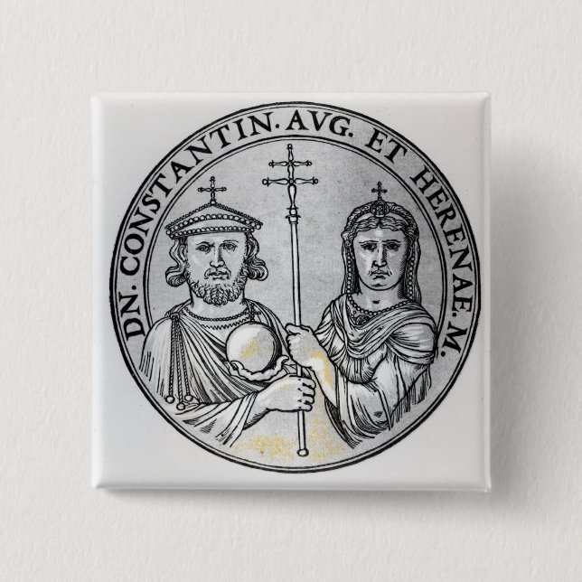 Constantine VI  and his Mother Irene Pinback Button (Front)