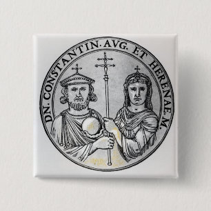 Constantine VI  and his Mother Irene Pinback Button