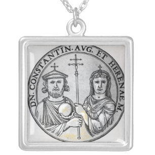 Constantine VI and his Mother Irene Silver Plated Necklace