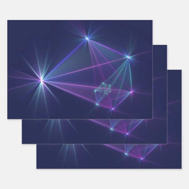 Constellation, Abstract Fantasy Fractal Art Wrapping Paper Sheets (Set)