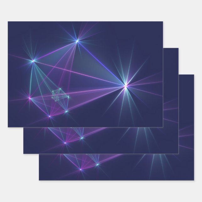 Constellation, Abstract Fantasy Fractal Art Wrapping Paper Sheets (Set)