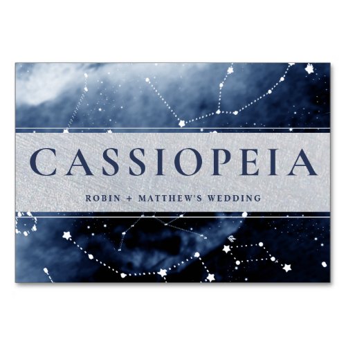 Constellation Cassiopeia or Other Blue Silver Table Number