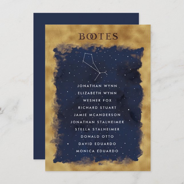 Constellation Celestial Seating Chart Card BOOTES (Front/Back)