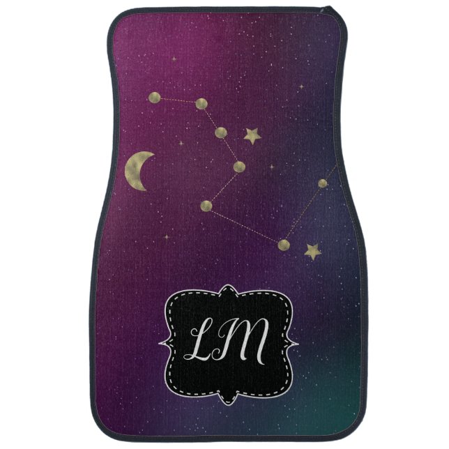 Constellation Galaxy Space Nebula Monogram Car Floor Mat (Front)