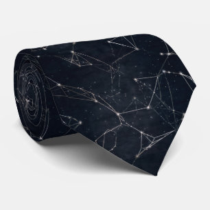 Constellation Line Art Pattern Neck Tie