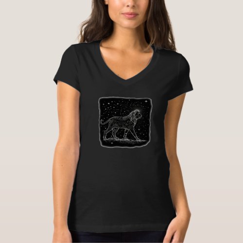 Constellation lion black and white stars T_Shirt
