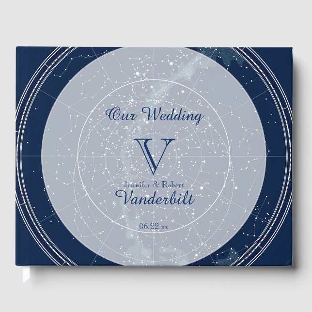 Constellation Night Sky Wedding Guest Book (Front)