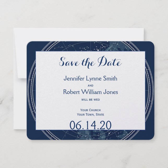 Constellation Night Sky Wedding Save the Date (Front)