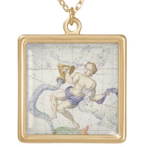 Constellation of Aquarius plate 9 from Atlas Coe Gold Plated Necklace
