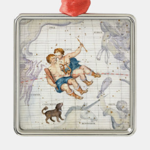 Constellation of Gemini with Canis Minor, plate 13 Metal Ornament