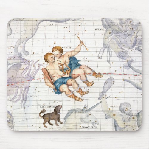 Constellation of Gemini with Canis Minor plate 13 Mouse Pad