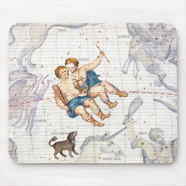 Constellation of Gemini with Canis Minor, plate 13 Mouse Pad (Front)