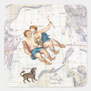 Constellation of Gemini with Canis Minor, plate 13 Square Sticker