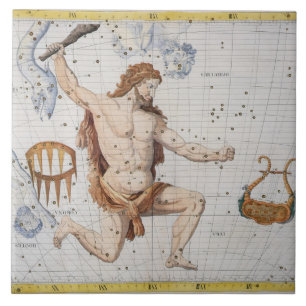 Constellation of Hercules with Corona and Lyra, pl Ceramic Tile