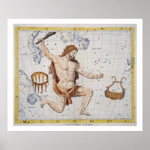 Constellation of Hercules with Corona and Lyra pl Poster