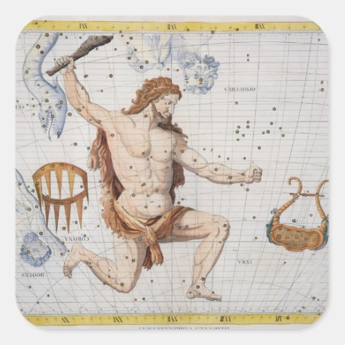 Constellation of Hercules with Corona and Lyra pl Square Sticker
