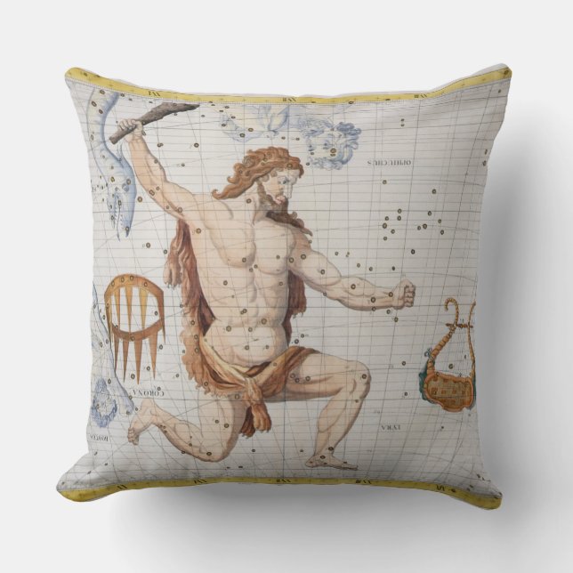 Constellation of Hercules with Corona and Lyra, pl Throw Pillow (Front)