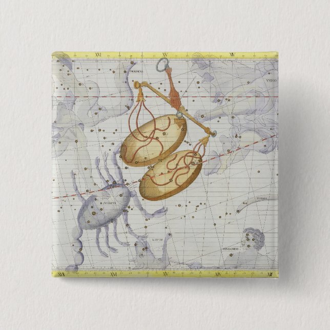 Constellation of Libra, plate 7 from 'Atlas Coeles Button (Front)