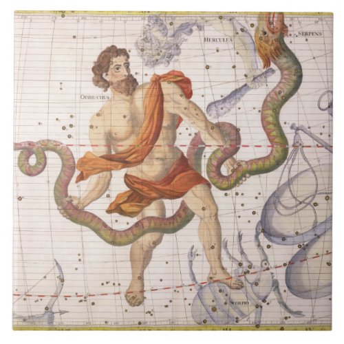 Constellation of Ophiucus and Serpens plate 22 fr Ceramic Tile