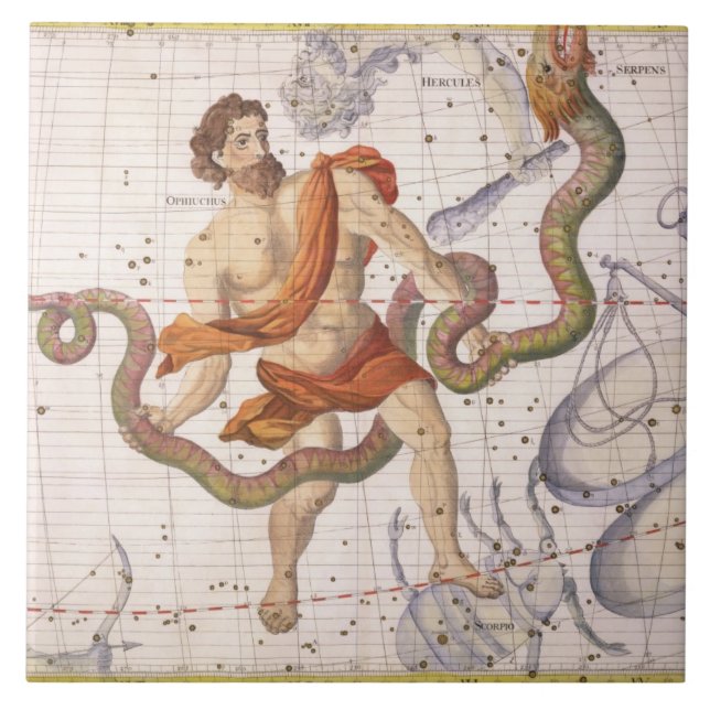 Constellation of Ophiucus and Serpens, plate 22 fr Ceramic Tile (Front)